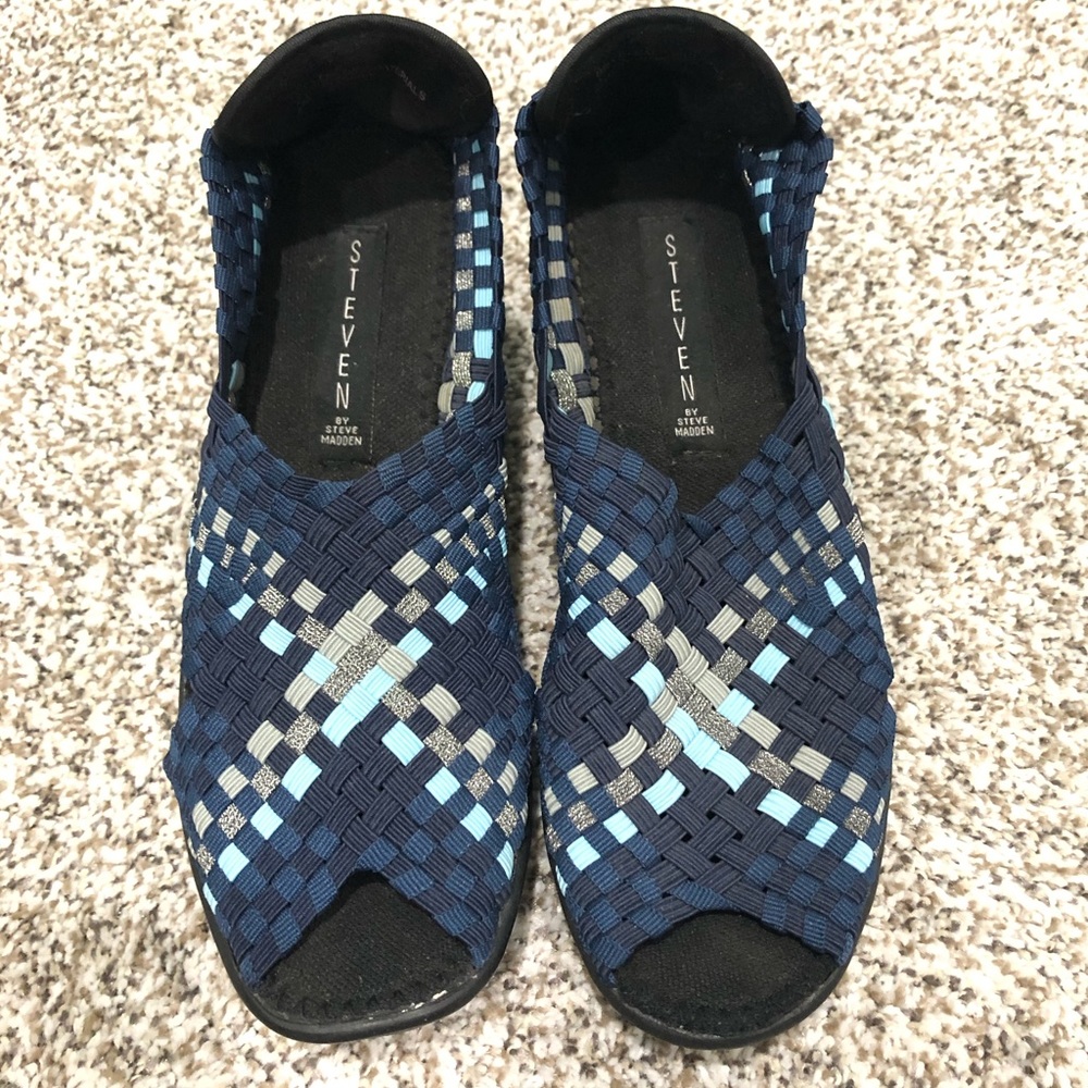 Steven by Steve Madden Braavo Navy Woven Wedges